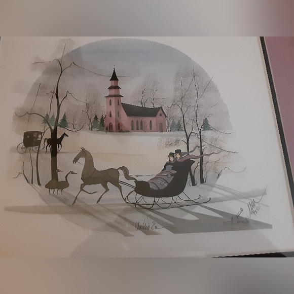 Beautiful framed sleigh ride portrait - Picture 3 of 4